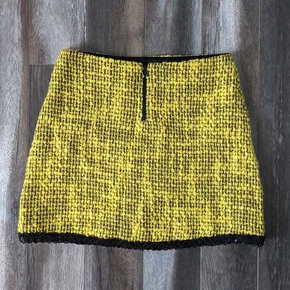 Alice + Olivia Sunshine Yellow Wool Mini Skirt - Picture 2 of 7